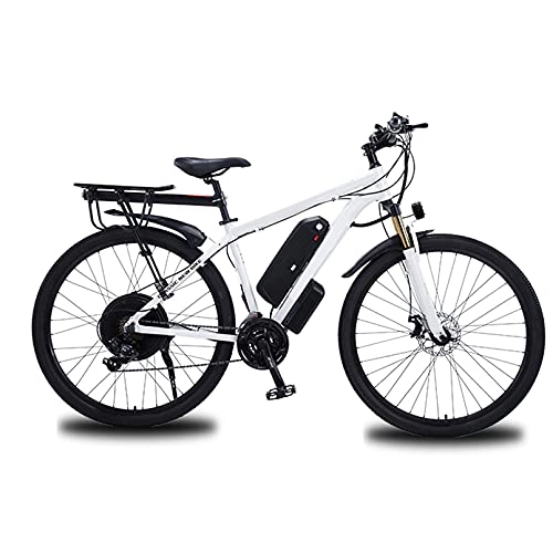 Electric Mountain Bike : HULLSI Electric Mountain Bike, Aluminum Alloy Frame 29" E-MTB Bicycle 1000W with Removable Lithium-Ion Battery 48V 13A for Men, 21Speed Gears, Double Disc Brakes, White, 29 inch