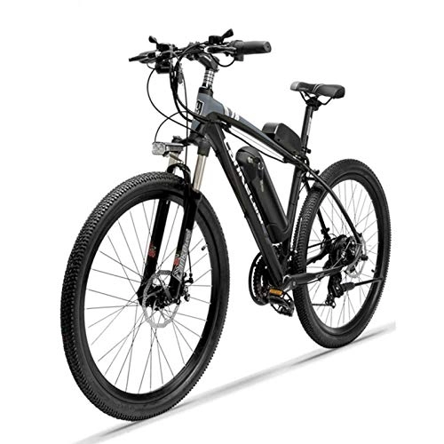 Electric Mountain Bike : HWOEK 26'' Electric Bicycle for Adults, Electric Mountain Bike 250W 36V 10Ah Removable Large Capacity Lithium-Ion Battery 21 Speed Gear Double Disc Brake, Black