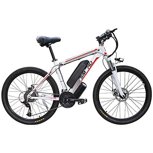Electric Mountain Bike : HWOEK Adult Electric Mountain Bike, Aluminum Alloy Wheels 350W Motor 26 Inch City Cruiser Electric Bike 21 Speed Removable Battery with USB Charging