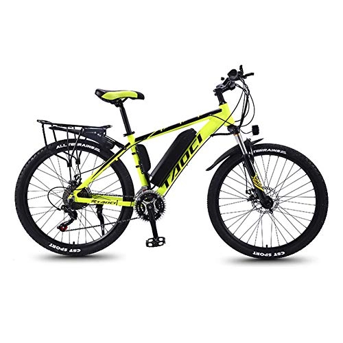 Electric Mountain Bike : Hxl Foldable Mountain Electric Bicycle 26 Inch Adult All Terrain Bicycle Aluminum Alloy Frame 350w Motor Detachable 36v 8ah Lithium Battery, Yellow, 8A 50KM