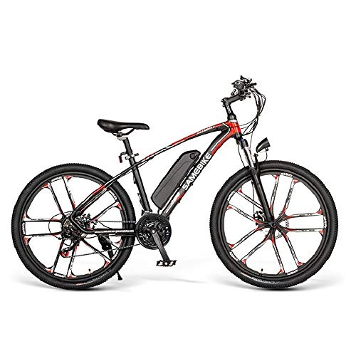Electric Mountain Bike : HXwsa 26" Electric Mountain Bike, Foldable Adult Double Disc Brake and Full Suspension Mountain Bicycle, Adjustable Seat Aluminum Alloy Frame Smart LCD Meter 21 Speed(48V8Ah350W)