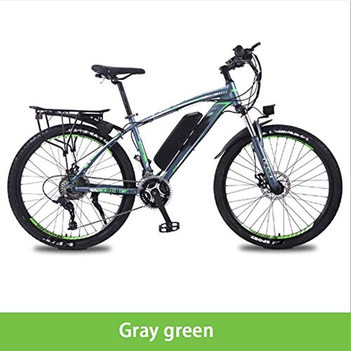 Electric Mountain Bike : HY-WWK Electric Mountain Bike, 26'' City Electric Bicycle for Adults with Removable 36V 8Ah / 10Ah / 13 Ah Lithium-Ion Battery 27 Speed Shifter Aluminum Alloy Frame Unisex, Black Blue, 8Ah, Gray Green