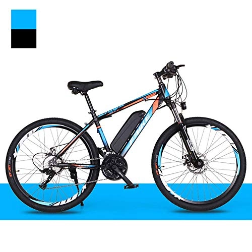 Electric Mountain Bike : HY-WWK Electric Mountain Bike for Adult, 36V Removable Lithium Battery 26 inch High Carbon Steel Electric Bicycle 21 / 27 Speed Dual Disc Brakes, White Blue, B 8Ah 36Km, Black Blue
