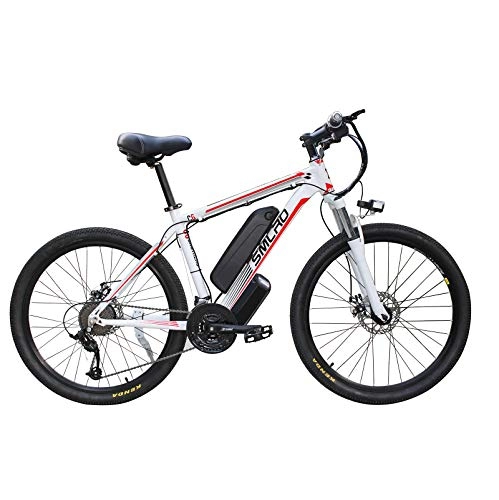Electric Mountain Bike : Hyuhome Electric Bicycles for Adults, 360W Aluminum Alloy Ebike Bicycle Removable 48V / 10Ah Lithium-Ion Battery Mountain Bike / Commute Ebike, white red