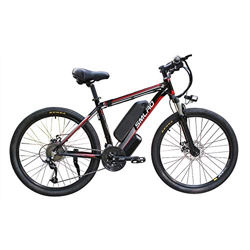 Electric Mountain Bike : Hyuhome Electric Bicycles for Adults, Ip54 Waterproof 500W 1000W Aluminum Alloy Ebike Bicycle Removable 48V / 13Ah Lithium-Ion Battery Mountain Bike / Commute Ebike, black red, 1000W