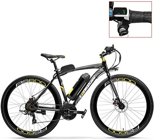Electric Mountain Bike : IMBM RS600 700C Pedal Assist Electric Bike, 36V 20Ah Battery, 300W Motor, Aluminium Alloy Airfoil-shaped Frame, Both Disc Brake, 20-35km / h, Road Bicycle (Color : Grey-LED, Size : Plus 1 Spare Battery)