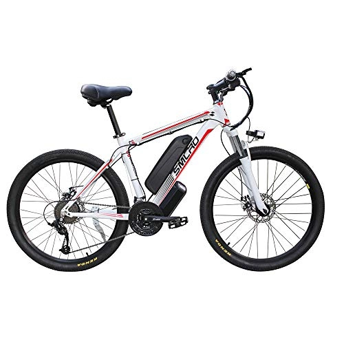 Electric Mountain Bike : JASSXIN Electric Mountain Bike (48V 350W), Electric Bike with Removable Battery 21 Speed Change Bike, Electric Bike 21 Speed Gear Three Working Modes, Red