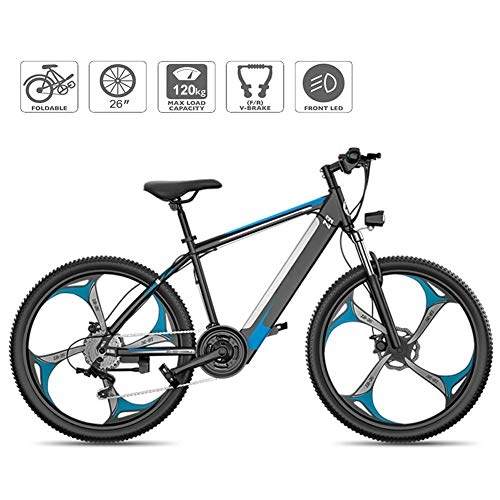 Electric Mountain Bike : JIEER 26'' Electric Mountain Bike Fat Tire E-Bike Sports Mountain Bikes Full Suspension with 27 Speed Gear And Three Working Modes, Disc Brakes, for Outdoor Cycling Travel Work Out-Blue