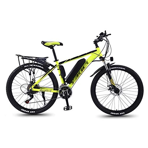 Electric Mountain Bike : JIEER 26'' Electric Mountain Bike for Adults, 30 Speed Gear MTB Ebikes And Three Working Modes, All Terrain Commute Fat Tire Ebike for Men Women Ladies-Yellow