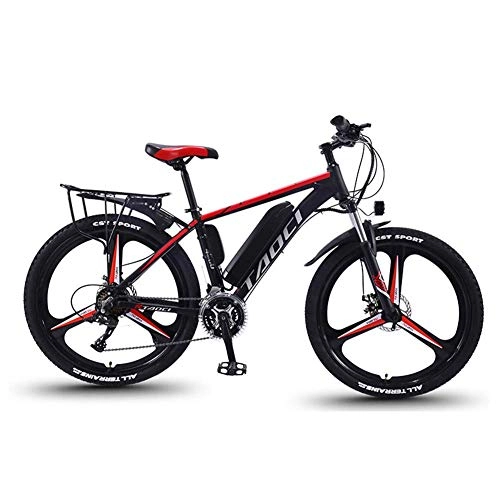 Electric Mountain Bike : JIEER Fat Tire Electric Mountain Bike for Adults, Lightweight Magnesium Alloy Ebikes Bicycles All Terrain 350W 36V 8AH Commute Ebike for Mens, 26 Inch Wheels-Red