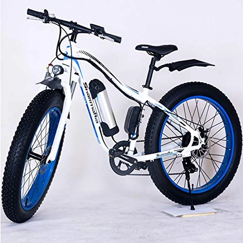 Electric Mountain Bike : JUN Adult Electric Bicycle, 3 Speed 26 Inch Fat Tire Road Snow Zone Disc Brake And Suspension Fork (36V10.4 Removable Lithium Battery) Men's Mountain Bike