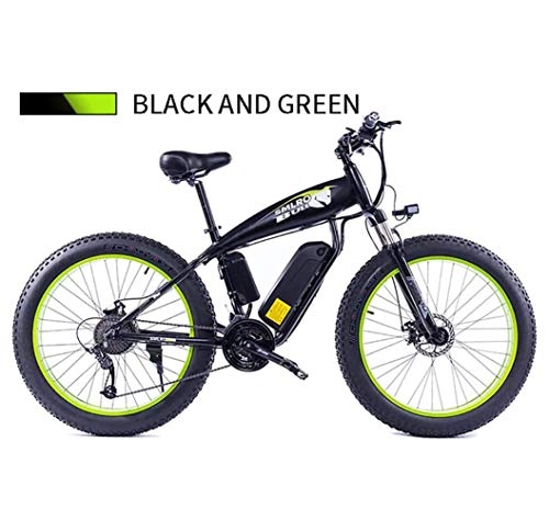 Electric Mountain Bike : JXH 26'' Electric Mountain Bike, Large Capacity Lithium-Ion Battery (48V 13AH 350W), 21 Speed And Three Working Modes Sports Mountain Bikes Mechanical Disc Brakes, Green