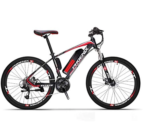 Electric Mountain Bike : JXH 26-Inch Power-Assisted Mountain Bike Lithium Electric 27-Speed Off-Road Battery Car, 250W Brushless Motor And Bold Suspension Fork, Red