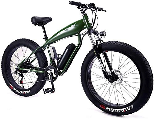 Electric Mountain Bike : JXH Electric Mountain Bike 26" 4.0 Inch Fat Tire Ebike, 36V 8Ah Removable Lithium Battery, Front And Rear Disc Brakes, Green
