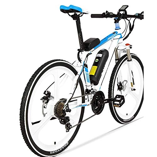 Electric Mountain Bike : KKKLLL Electric Mountain Bike 48 V Lithium Battery Electric Unicycle 5 Speed Power Bicycle 26 Inches White