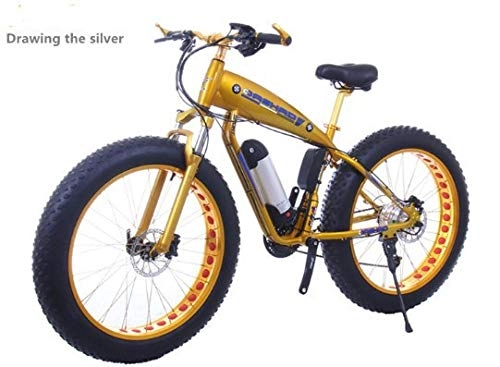Electric Mountain Bike : Knewss 26 inch 27 speed snowmobile electric bike snow mountain bike 48v10AH lithium battery power bike-yellow