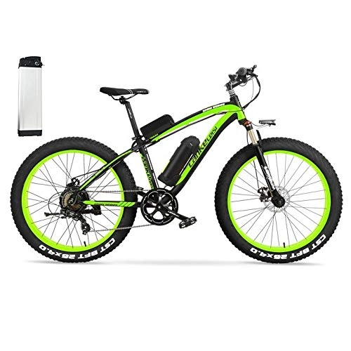 Electric Mountain Bike : Knewss 26 inch electric mountain bike / fat tire electric bike 1000w strong 48V 16AH lithium battery-White green 48V15A 500W