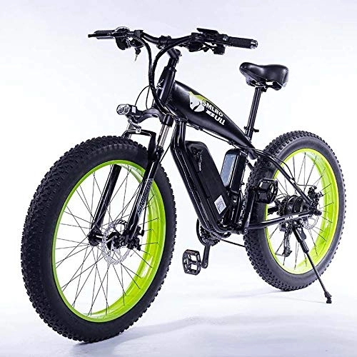 Electric Mountain Bike : Knewss Electric bike 1000W4.0 fat tire electric bike beach cruiser bike Booster bicycle 48v 15AH lithium battery ebike-Green 48V / 10AH / 350W