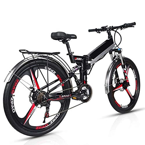Electric Mountain Bike : KPLM Electric Bike 48V 350W 10.4Ah Mens Mountain Ebike 21 Speeds 26" Bicycle Snow Bike Pedals with Disc Brakes and Suspension Fork