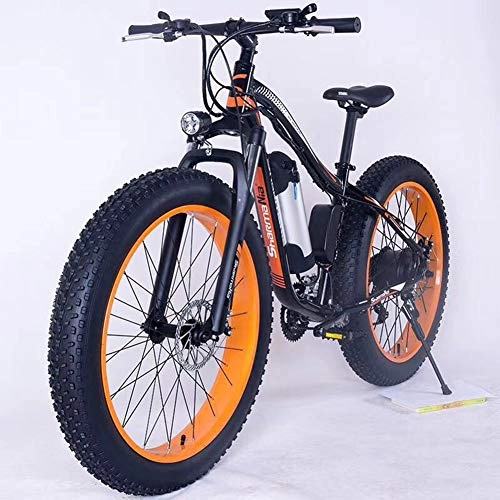 Electric Mountain Bike : KT Mall 26" Electric Mountain Bike 36V 350W 10.4Ah Removable Lithium-Ion Battery Fat Tire Snow Bike for Sports Cycling Travel Commuting, black orange