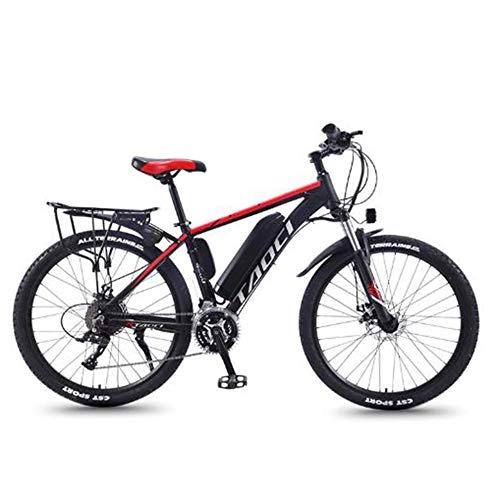 Electric Mountain Bike : KT Mall 26'' Electric Mountain Bike with Removable Large Capacity Lithium-Ion Battery (36V 350W 8Ah) Dual Disc Brakes for Outdoor Cycling Travel Work Out, Black red, 27 Speed