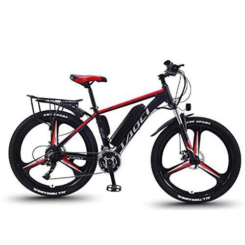 Electric Mountain Bike : KT Mall 26'' Electric Mountain Bike with Removable Large Capacity Lithium-Ion Battery (36V 350W 8Ah) Dual Disc Brakes for Outdoor Cycling Travel Work Out, Black red, 30 Speed