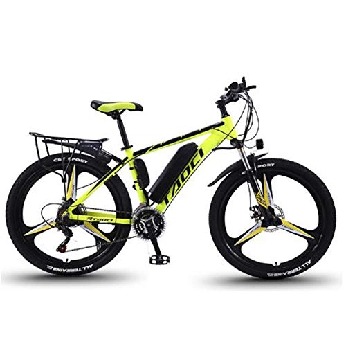 Electric Mountain Bike : KT Mall 26'' Electric Mountain Bike with Removable Large Capacity Lithium-Ion Battery (36V 350W 8Ah) Dual Disc Brakes for Outdoor Cycling Travel Work Out, black yellow, 30 Speed