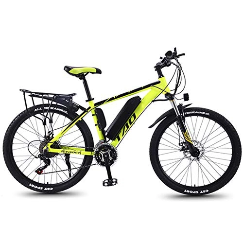 Electric Mountain Bike : KT Mall 26 in Electric Bike 350W Aluminum Alloy Mountain E-Bike with Automatic Power Off Brake and 3 Working Modes 36V Lithium Battery High Speed Bicycle for Adults, Yellow, 8AH