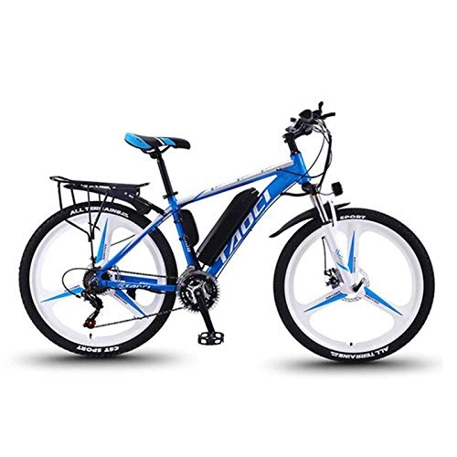 Electric Mountain Bike : KT Mall 26 In Electric Bikes for Adult 36V 350W Removable Lithium Battery Aluminum Alloy Mountain E-bike with LCD Liquid Crystal Display and Automatic Power Off Brake Lever Bicycles, Blue, 13Ah 80KM