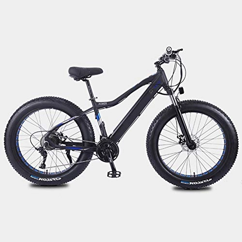 Electric Mountain Bike : KT Mall 350W Mountain Electric Bikes 26In Fat Tire E-Bike with 27-Speed Transmission System and Charging Time 3 Hours Lithium Battery(10AH36V), Range of 35 Kilometers, Black