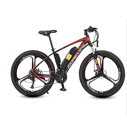 Electric Mountain Bike : KT Mall Electric Mountain Bike Lithium Battery Life Easy Climbing Electric Bicycle Lithium Three-Knife Integrated Wheel Black, 8AH