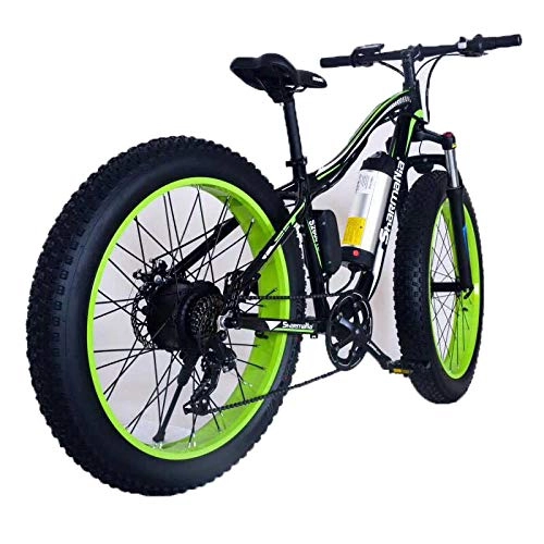 Electric Mountain Bike : KUSAZ Electric Bikes for Adult, Aviation Aluminum Alloy Ebikes Bicycles All Terrain, 26" 36V 250W 10.4Ah Removable Lithium-Ion Battery Mountain Ebike-Black green