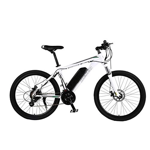 Electric Mountain Bike : KUSAZ Electric mountain bike, 250W 26-inch electric bike with detachable 36V / 10AH lithium-ion battery, lockable front fork, suitable for adults-white