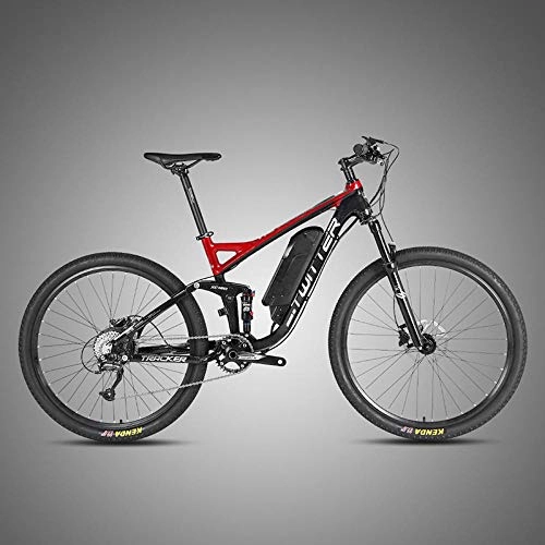 Electric Mountain Bike : KUSAZ Electric mountain bike, 250W electric bike, equipped with detachable 36V / 10AH lithium-ion battery, lockable front fork for outdoor cycling travel exercise-Black Red 36V10A250W_29 inch*19 inch