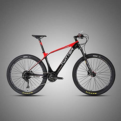 Electric Mountain Bike : KUSAZ Electric mountain bike, 250W electric bike, equipped with detachable 36V / 10AH lithium ion battery, lockable front fork, for outdoor cycling travel exercise-Black red 36V10A_27.5 inch*17 inch