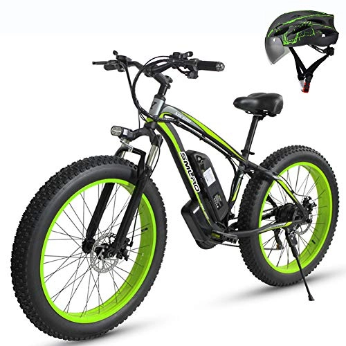 Electric Mountain Bike : L-LIPENG Electric Mountain bike 26 Wheel 4.0 fat tire 25 mph max Speed with 350w Motor and 48v / 15ah Battery Removable Large Capacity Lithium-Ion Battery Professional 21 Speed Gears, Green
