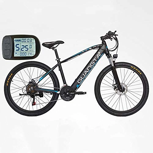 Electric Mountain Bike : LAMTON Adult 27.5 Inch Electric Mountain Bike, 48V Lithium Battery, Aviation High-Strength Aluminum Alloy Offroad Electric Bicycle, 21 Speed (Color : Black blue, Size : 21 Speed)