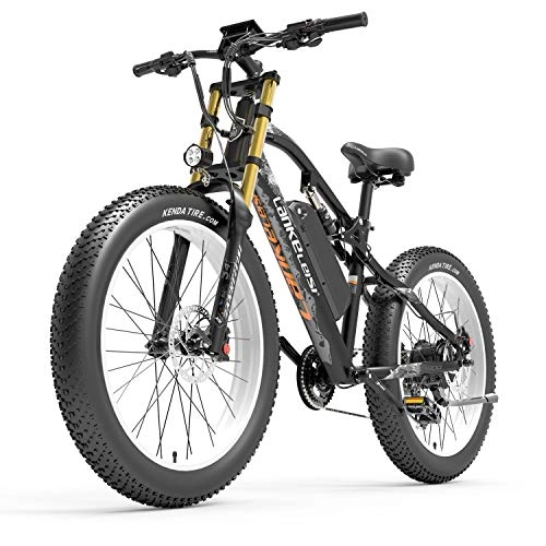 Electric Mountain Bike : LANKELEISI ES900PLUS 48V17.5AH 750W Bafang Almighty Motor Powerful Electric Bicycle 26 '' 4.0 Big Tire Ebike 27 Speed Snow MTB ebike for Adult Woman / Man (black)