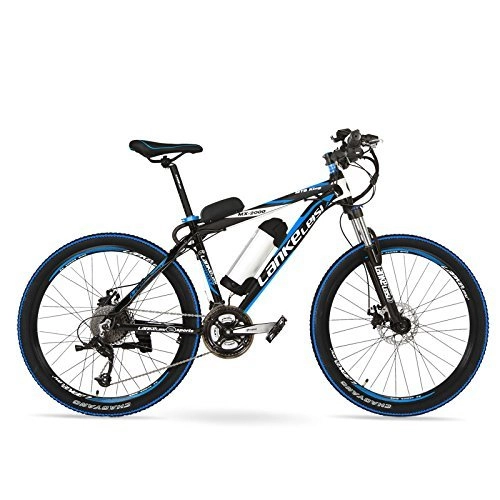 Electric Mountain Bike : LANKELEISI MX2000D, 48V 10Ah Electric Bike, 26" Big Power Lithium Battery Mountain Bike, 27 Speeds, 30~40km / h, Suspension Fork, Disc Brake (Black Blue, Standard)