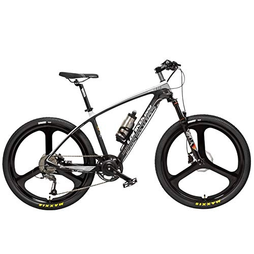 Electric Mountain Bike : LANKELEISI S600 26 Inch Power Assist E-bike 240W 36V Removable Battery Carbon Fiber Frame Hydraulic Disc Brake Torque Sensor Pedal Assist Mountain Bike (Black White, 6.8Ah)