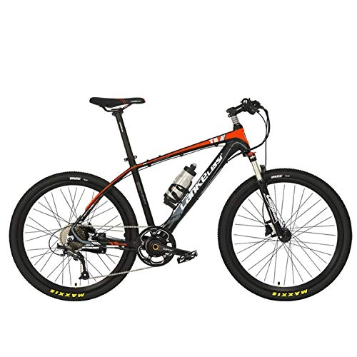 Electric Mountain Bike : LANKELEISI T8 26 Inches Cool E Bike, 5 Grade Torque Sensor System, 9 Speeds, Oil Disc Brakes, Suspension Fork, Pedal Assist Electric Bike (Black Red, Plus 1 Spared Battery)