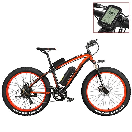 Electric Mountain Bike : LANKELEISI XF4000 26 inch Electric Mountain Bike, 4.0 Fat Tire Snow Bike Strong Power 48V Lithium Battery Pedal Assist Bicycle (Red-LCD, 1000W+1 Spare Battery)