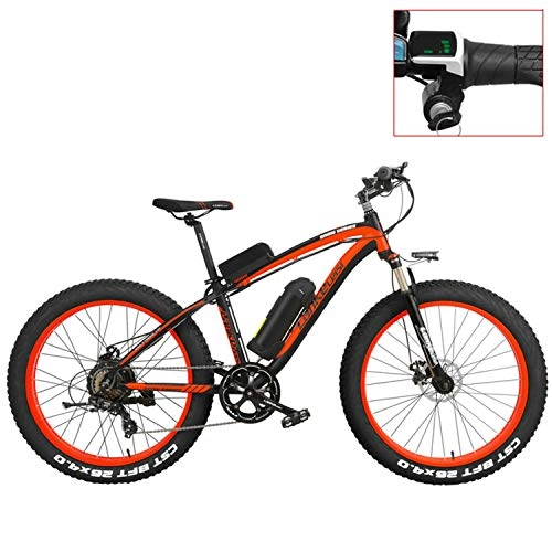Electric Mountain Bike : LANKELEISI XF4000 26 inch Electric Mountain Bike, 4.0 Fat Tire Snow Bike Strong Power 48V Lithium Battery Pedal Assist Bicycle (Red-LED, 500W)