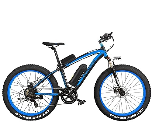 Electric Mountain Bike : LANKELEISI XF4000 Electric bicycle, adult electric bicycle with 1000W brushless motor, 26”Fat tire electric bicycle, 48V 16AH Removable lithium battery with anti-theft device (Blue, Spare Battery)