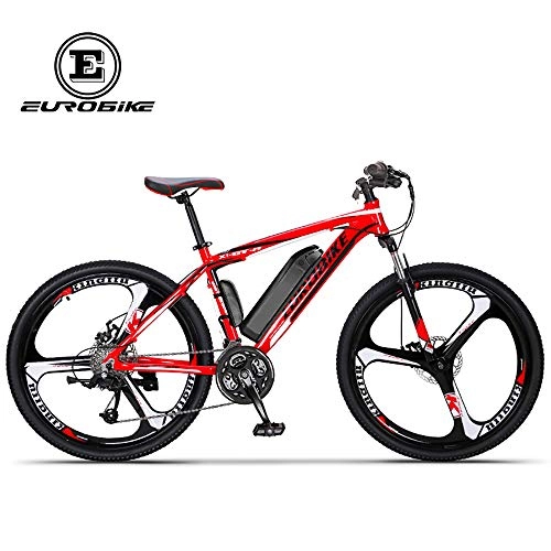 Electric Mountain Bike : LCPP 300W Electric Bicycle 27-Speed Lithium Powered Bicycle (36V8.10.14AH) 9 Tablets Positioning Flywheel Bold Shock Absorbing Front Fork, Red, 36V10AH / 50CM