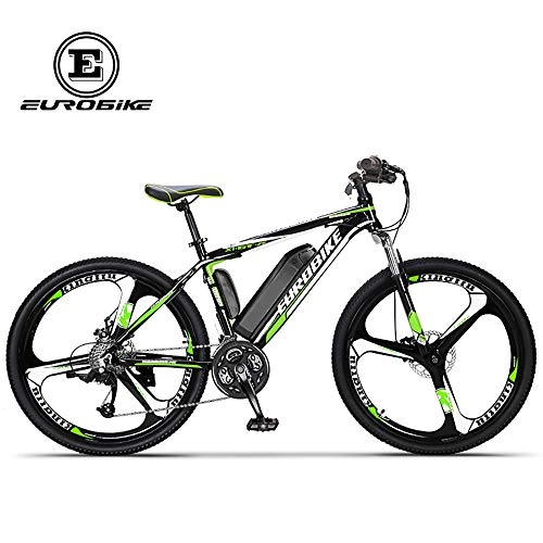 Electric Mountain Bike : LCPP Lithium Electric Bicycle 27-Speed Adult Electric Bicycle 36V500W Brushless Tooth Motor, Green, 36V / 8AH / 40KM