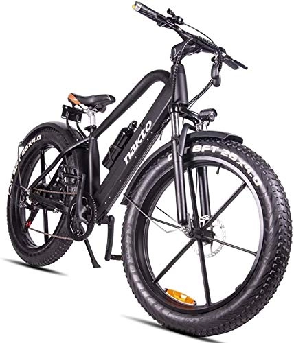 Electric Mountain Bike : LEFJDNGB Electric Mountain Bike 26-inch Hybrid Bicycle 18650 Lithium Battery 48V 6-speed Hydraulic Shock Absorber Front Rear Disc Brakes Durability Up 70km (4inch Tire Width)