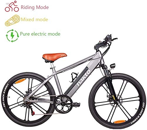 Electric Mountain Bike : LEFJDNGB Mountain Bikes Electric Pedal Bicycle Fat Adult Electric Mountain Bike 6-speed 26-inch Magnesium Alloy Shock Absorber Front Fork 48V / 10AH Battery 350W Motor Hybrid Power Up 70km