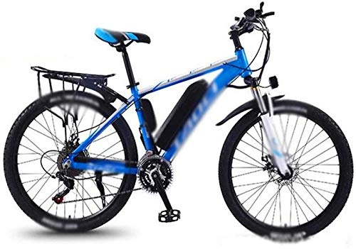 Electric Mountain Bike : Leifeng Tower High-speed 26 in Electric Bikes Double Disc Brake Shock Absorber, Power Shift Mountain Bike Headlights LED Display Outdoor Cycling Travel Work Out (Color : Blue)
