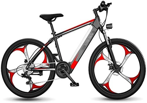 Electric Mountain Bike : Leifeng Tower High-speed 26 inch Electric Bikes Bikes, 48V 10A lithium Mountain Bicycle LCD display instrument 27 speeds Double Disc Brake Bike (Color : Red)